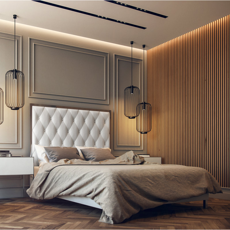 Lit tapissier Altarik, Blanc, Grand