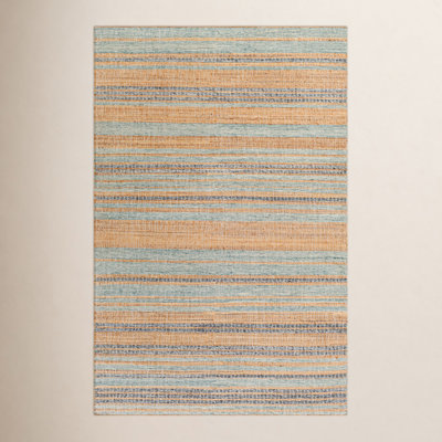 Murrayville Gray Blue Flatweave Striped Jute Rug