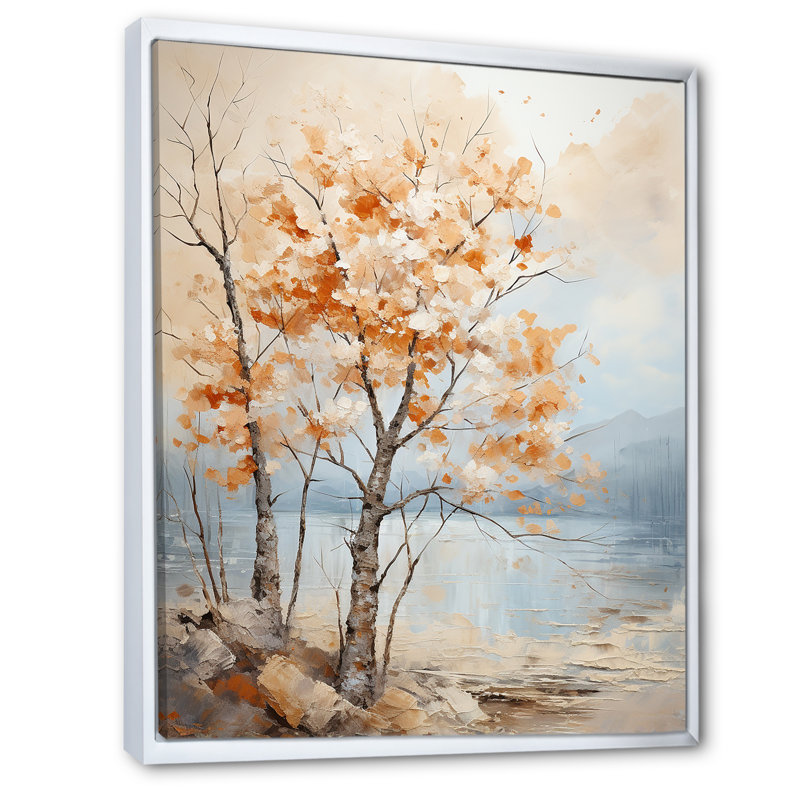 «Beige Tones Maple Tree II», reproduction sur toile, H 20 po x l 12 po x P 1 po, Cadre flottant blanc