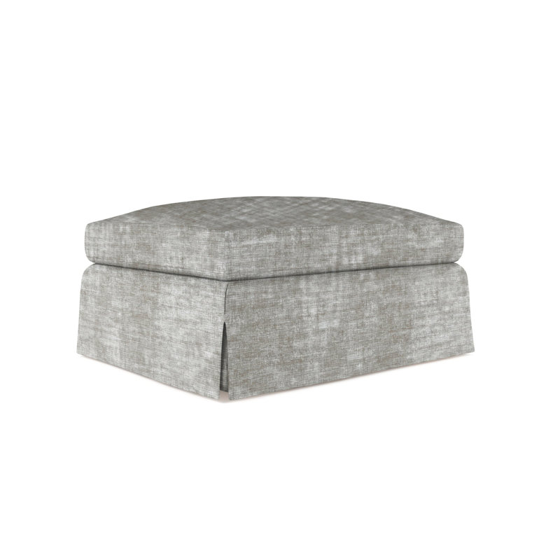 Ludlow Ottoman, Plush Velvet Blue Print, Ebony