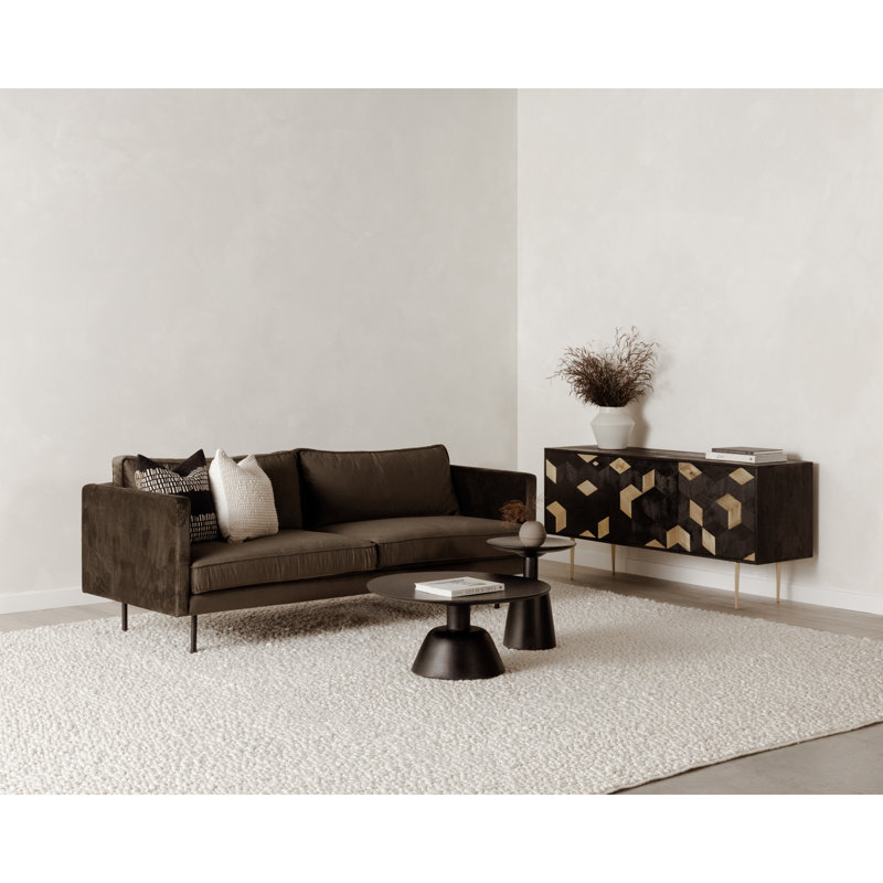 Table basse à 1 piédestal en bois massif James, Noir