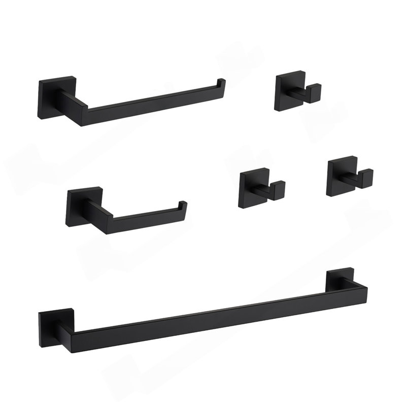 6 - Piece Bathroom Hardware Set, Matte Black