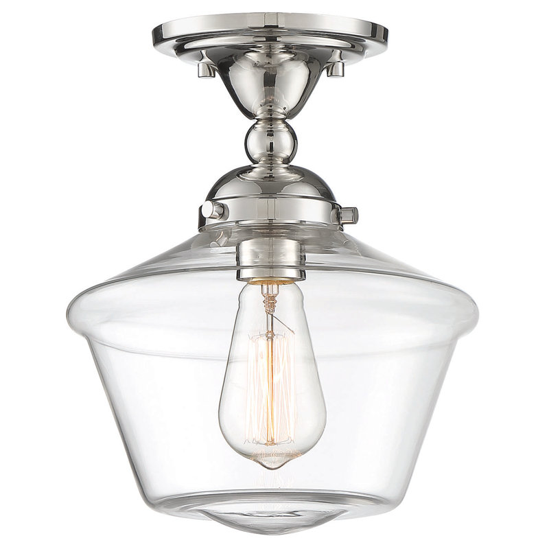 Plafonnier semi-encastré 1 lumière 9 po Lassell, Nickel poli