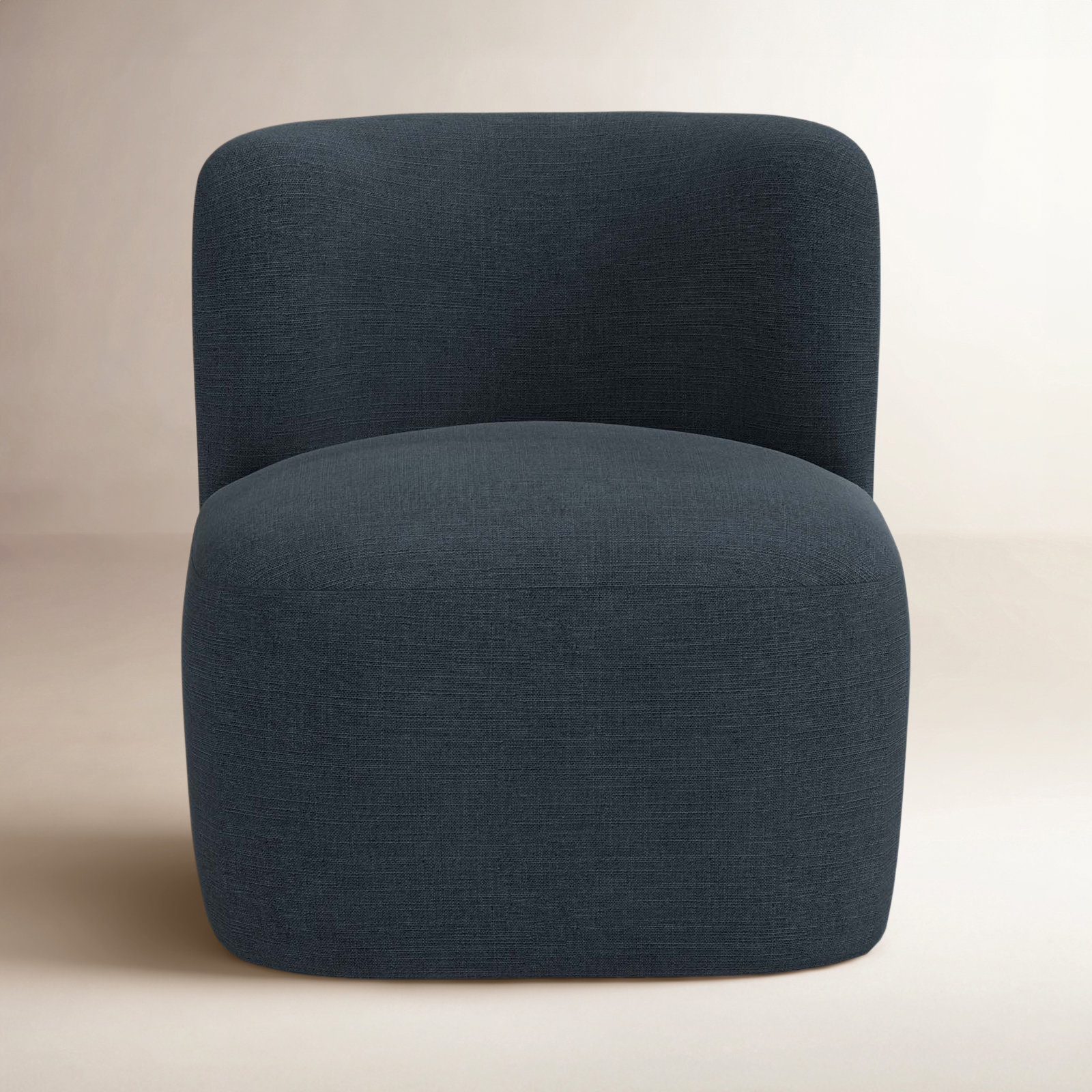 Mariza Cotton Swivel Lounge Chair, Classic Navy Linen
