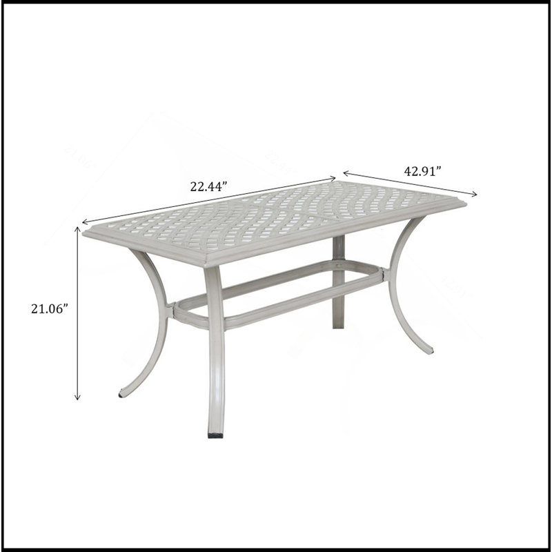 Table basse de patio durable 22 X 42 pouces, résistante aux intempéries et élégante pour la vie en plein air