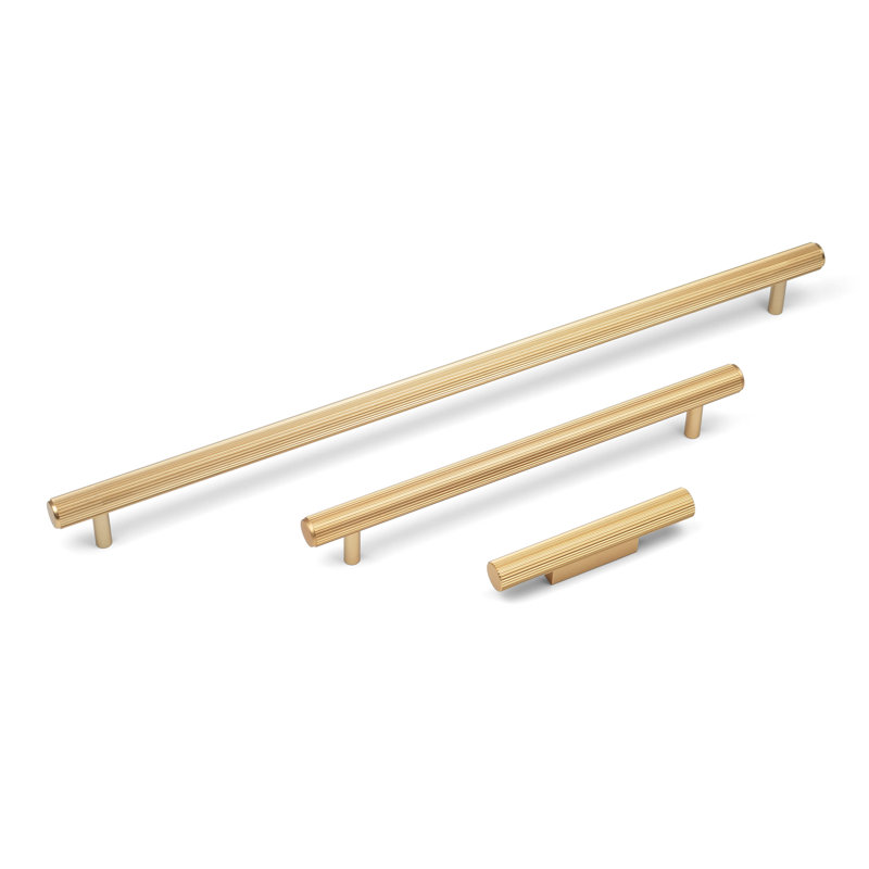 Reeded T-Bar Handles & Coordinating Pull in Multiple Finishes, 320mm, Gold