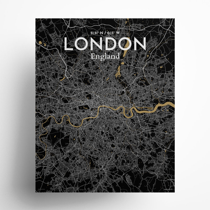 London City Map in Luxe 1 Piece Wall Art, 20cm H x 16cm W x 0.05cm D