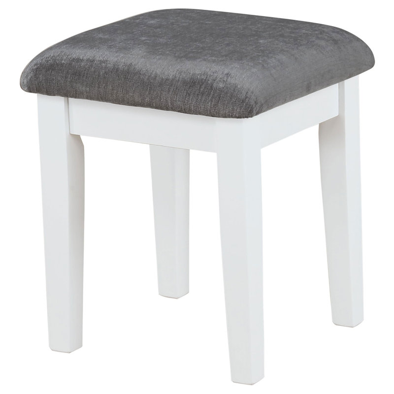 Ensemble coiffeuse avec éclairage et tabouret Elijah blanc et gris foncé