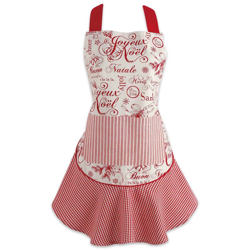 Christmas Cotton Bib Apron, 28.5" H x 26" W x 0.25" D