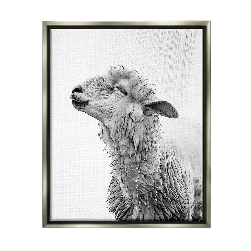" Sheep Bathroom Splash ", 21" H x 17" W x 1.7" D, Luster Gray Floater Frame