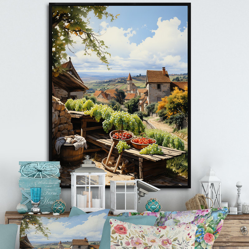 «Vineyard Harvest Symphony III», reproduction sur toile, H 32 po x l 24 po x P 1 po, Cadre flottant noir