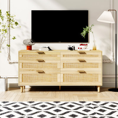 59" Rattan Dresser With Drawers
