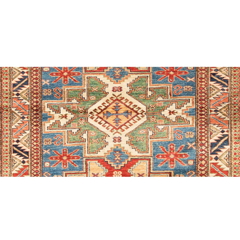 Tapis rouge / bleu / beige noué à la main de haute qualité