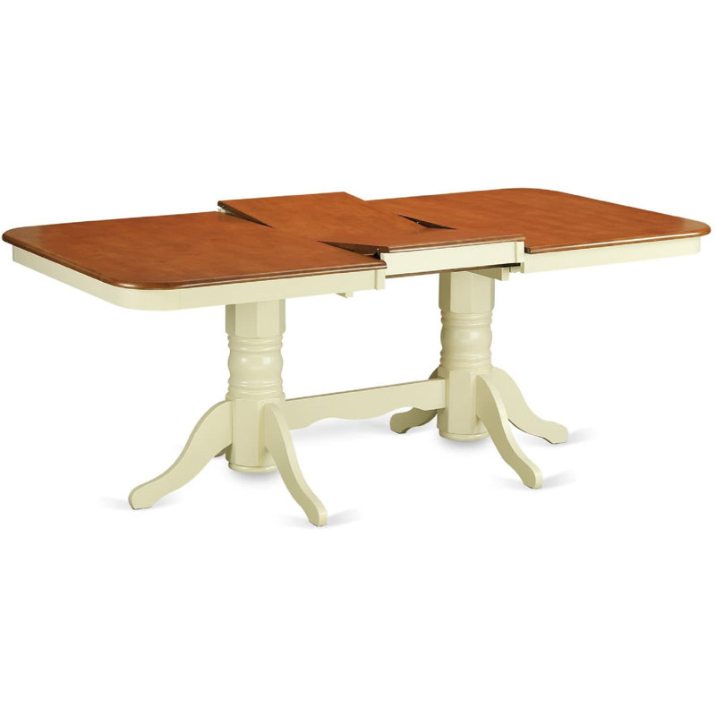 9 Piece Dining Set Includes a Rectangle Dining Table with Butterfly Leaf and 8 Kitchen Chairs, Buttermilk & Cherry