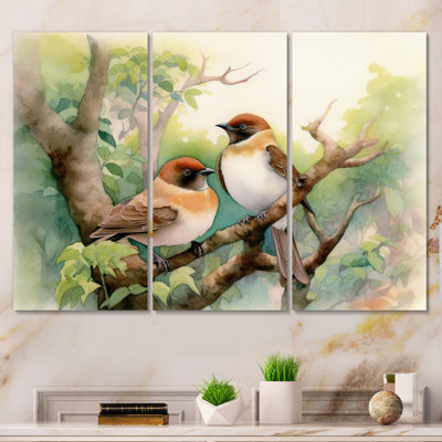 Birds of Spring II - 3 pièces, reproduction sur toile tendue