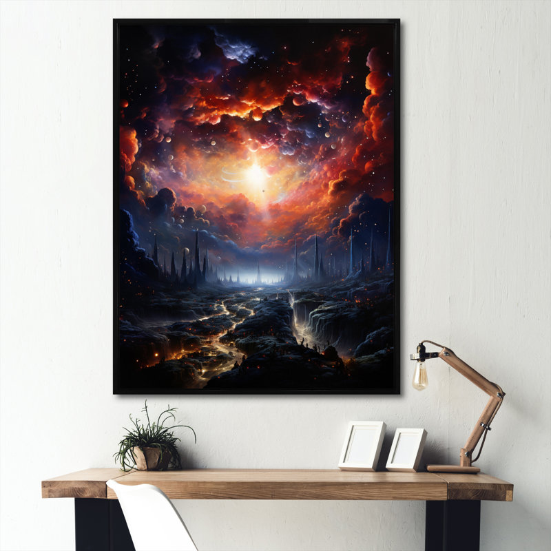 Galaxy Celestial Fireworks III " Galaxy Celestial Fireworks III ", Black Framed, 40" H x 30" W x 1,5" D