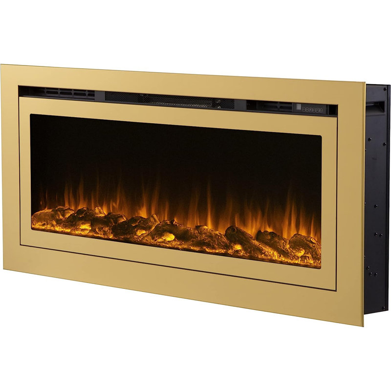 The Sideline Deluxe Gold Smart Electric Fireplace, 21.5" H x 60" W x 5.5" D