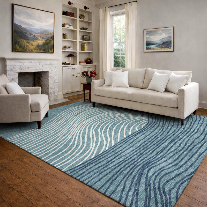 Tapis de qualité supérieure lavable à la machine Mayfield AMF2350, Bleu sarcelle, 8 pi x 10 pi