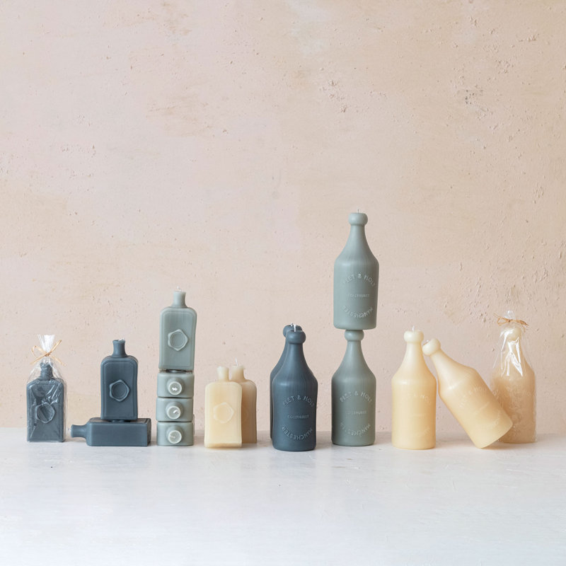 Bougie en forme de bouteille sans parfum, Gris