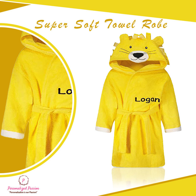 Plush Baby Ankle Bathrobe with Hood, L, Yes