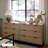 Rattan Dresser For Bedroom, 37.2" Wide 3 Drawer Dresser With Metal Handles, Wood Storage Dressers & Chests Of Drawers For Hallway, Oak-2068688306