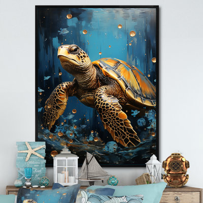 Coquille d'or sous l'eau sur toile