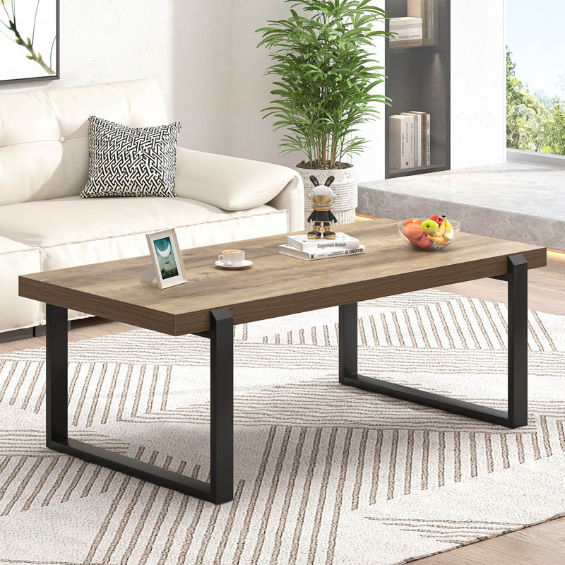 Hulste 44" Minimalist Coffee Table, Oak, 17" H x 44" W x 23.6" D, Rustic Oak