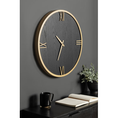 Minimal Wooden and Metal Wall Clock