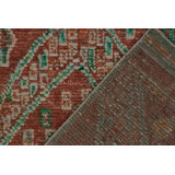 Moroccan Hand Knotted Geometric Area Rug in Red, Green, Orange, Teal