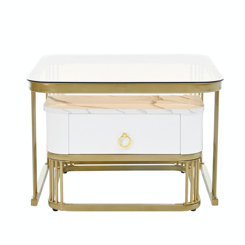 Pawling Nesting Coffee Table, White/Gold