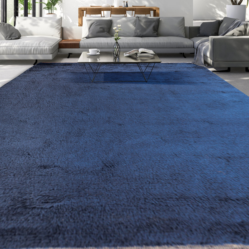 Wool Area Rug in Blue, Rectangle 9' x 12'