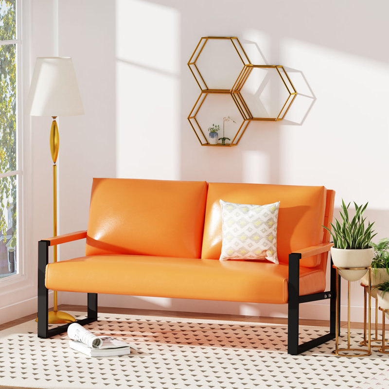Causeuse Yaret 45,6 po, Similicuir orange