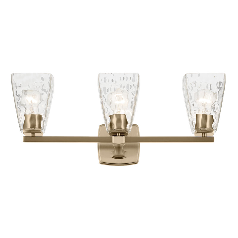 23.75" 3-Light Vanity Light with Water Glass, Bronze, Clear