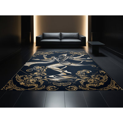 Tapis orné de couleurs grises lavables à la machine Oakridge