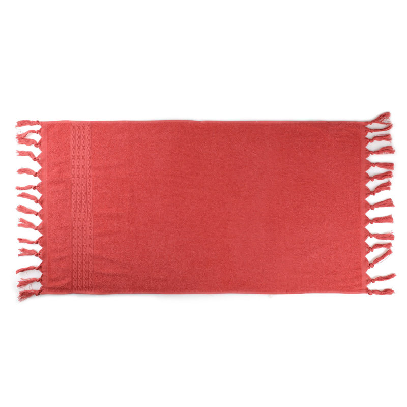 Ensemble de serviettes de bain de qualité supérieure (2 pièces), rouge carrelé, 29,5 x 59,1 pouces | 100% coton, 9,0 oz / verge carrée | Lavable à la machine à 104 ° F | Ultra-doux, très absorbant, parfait pour un spa à domicile et un usage quotidien
