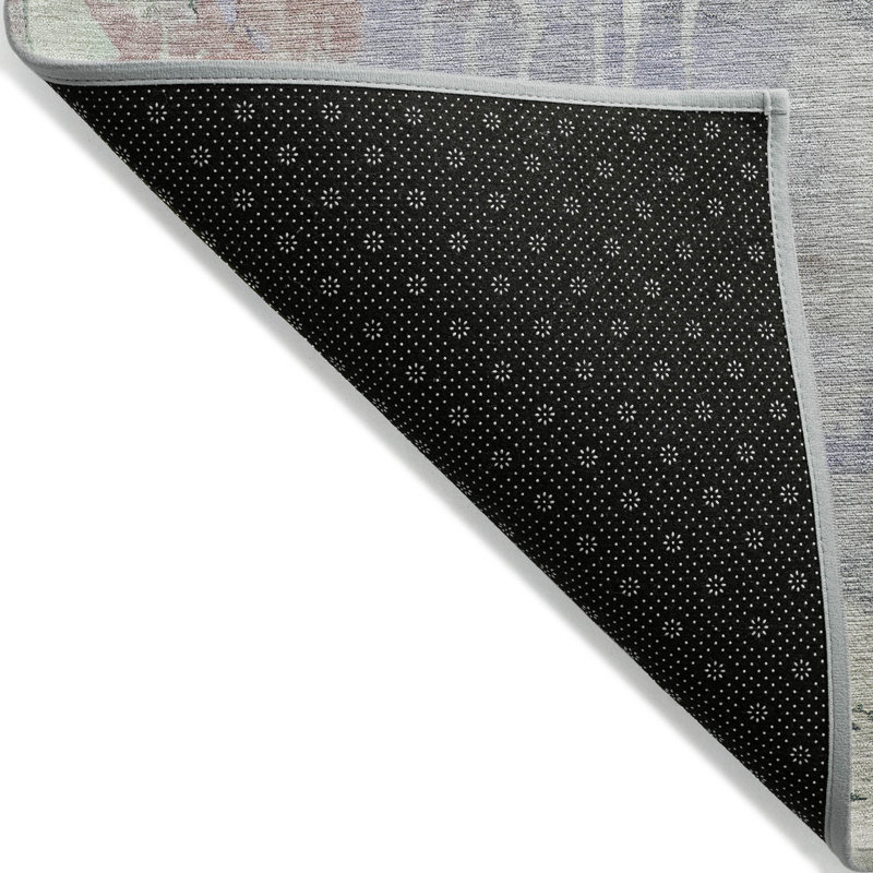 8' X 10' Purple Abstract Washable Indoor Outdoor Area Rug