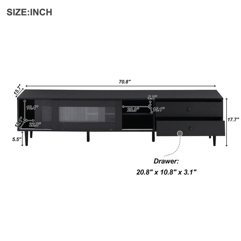 Crédence de rangement l 70,8 po Riegel, Noir
