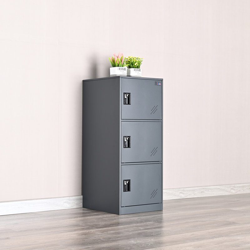 3 door Gray small locker with lock latch