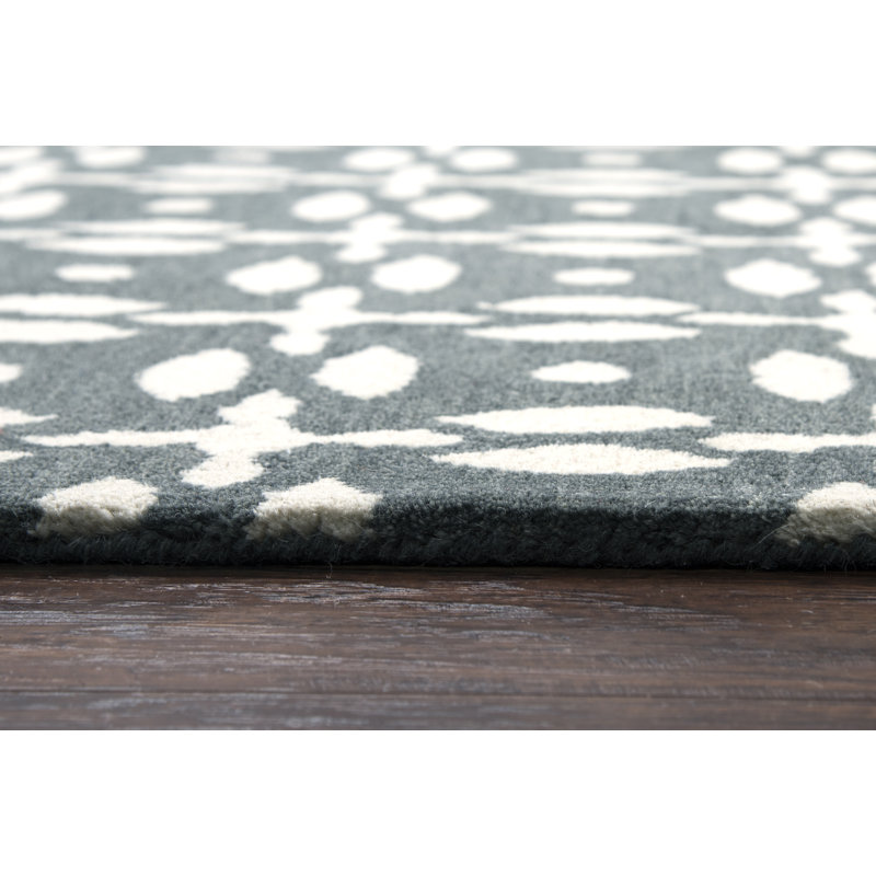 Geometric Handmade Tufted Wool Gray Area Rug, Rectangle 3' x 5'
