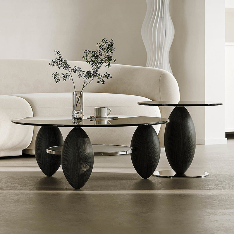 Ensemble de tables basses en verre trempé