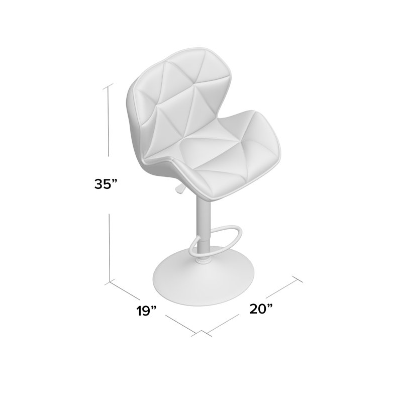 Capodanno Swivel Upholstered Adjustable Height Counter Stool with Metal Frame, White/Red, 2