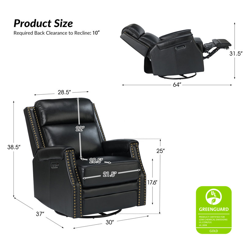 Fauteuil inclinable standard de 30 po de largeur Bythwood (ensemble de 2), Noir