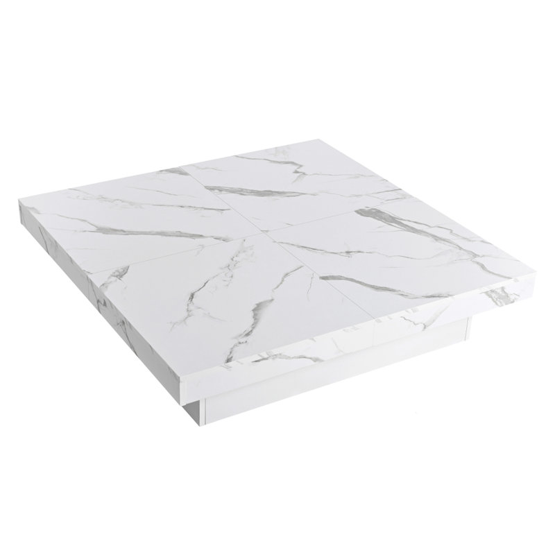 Single Coffee Table, White, 9.8" H x 39.4 " L x 39.4" W