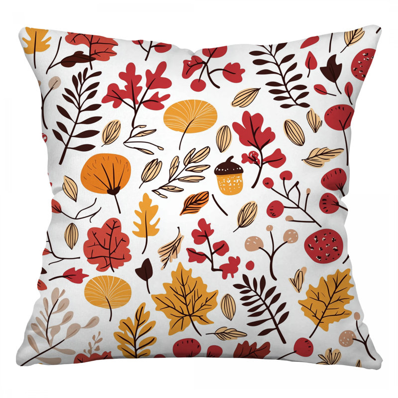 Leaves Throw Pillow, Botanical Twill Pillows, Square 16"