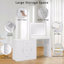 Bureau de coiffeuse de 59 po avec miroir, miroir de coiffeuse avec lumières à DEL, coiffeuse (coiffeuse de maquillage) avec 3 tiroirs et 2 armoires, coiffeuse avec tablettes de rangement, blanc, pour la chambre à coucher