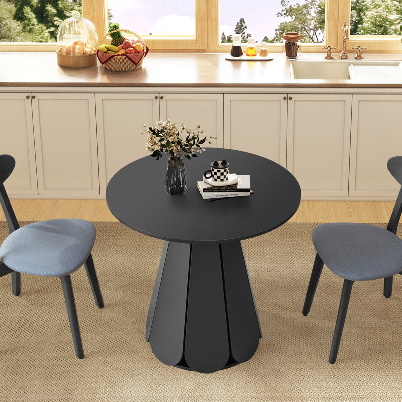 31.5'' Round Pedestal Dining Table, Black