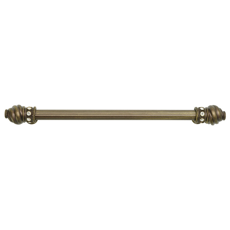 Cache cache une longue poignée de centre à centre de 15 pouces avec une barre de 5/8 po avec 16 cristaux rivoli Swarovski en laiton antique