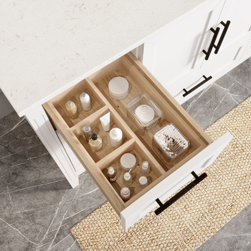 Difiore 60'' Single Bathroom Vanity with Quartz Top, White