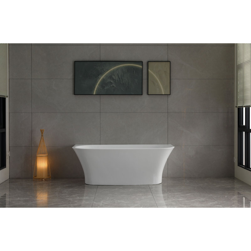 67  inch Freestanding Acrylic Bathtub in Glossy White
