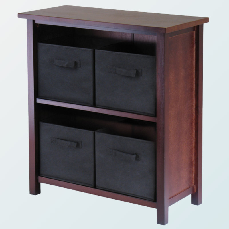 Irmela Brown 5-Pc Storage Shelf with 4 Foldable Fabric Baskets, 29.82" H X 27.91" W X 12.84" D